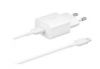 Беспроводные устройства и гаджеты Samsung USB-C Travel Charger 15W White + USB-C Data Cable White balts 