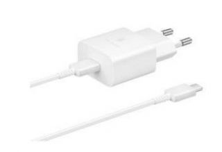 Samsung USB-C Travel Charger 15W White + USB-C Data Cable White balts