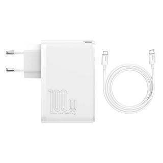 Baseus Travel Charger GaN2 Pro Quick 2x USB + 2x USB-C, 100W, EU  white