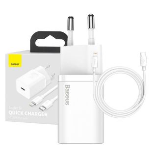 Baseus&nbsp;Super Si Quick Charger 1C 20W with USB-C cable for Lightning 1m  white