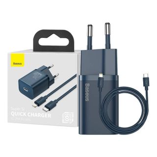 Baseus&nbsp;Super Si Quick Charger 1C 20W with USB-C cable for Lightning 1m  blue