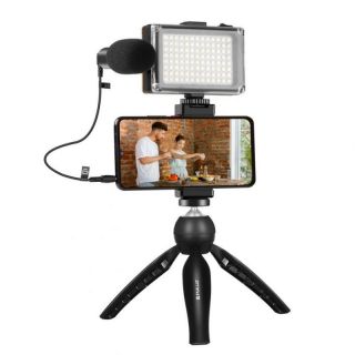 - Puller Live broadcast kit Puluz tripod mount + LED lamp + microphone + phone clamp