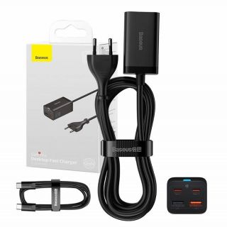 Baseus Quick Charger GaN3 Pro, 2x USB-C, 2x USB, 65W  black melns