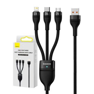 Baseus 3in1 USB cable Flash Series, USB-C + micro USB + Lightning, 100W, 1.2m  black