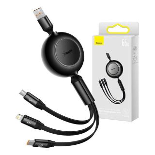 Baseus&nbsp;Bright Mirror 3, USB 3-in-1 cable for micro USB  /  USB-C  /  Lightning 66W  /  2A 1.1m  Black