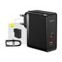 Baseus Wall charger GaN USB-C + USB, 100W + 1m cable  black
