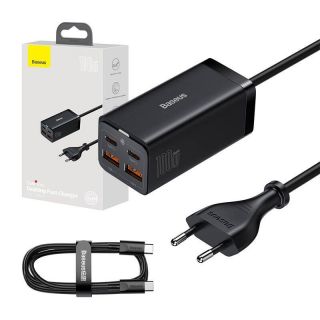 Baseus GaN3 Pro wall charger 2xUSB-C + 2xUSB, 100W  black melns