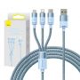 Baseus 3in1 USB cable StarSpeed Series, USB-C + Micro + Lightning 3,5A, 1.2m  Blue