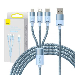 Baseus 3in1 USB cable StarSpeed Series, USB-C + Micro + Lightning 3,5A, 1.2m  Blue