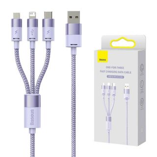 Baseus 3in1 USB cable StarSpeed Series, USB-C + Micro + Lightning 3,5A, 1.2m  Purple