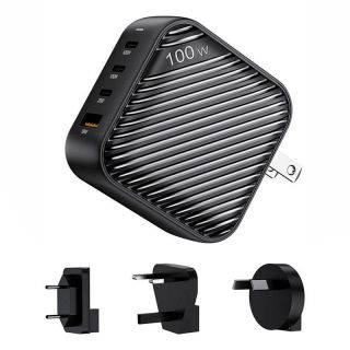 -&nbsp;INVZI INVZI GanHub 3x USB-C + USB wall charger, 100W, EU / UK / AU / US  black