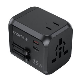 - Choetech Choetech PD5008 travel charger, 3xUSB-A, 2xUSB-C, GaN, 35W, US / EU / UK / AU  black