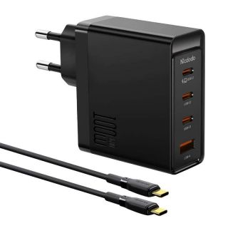 - Mcdodo Wall charger McDodo GAN 3xUSB-C + USB, 100W + 2m cable  black melns