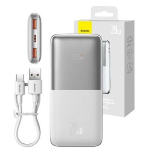 Baseus Powerbank Bipow Pro 10000mAh, 2xUSB, USB-C, 20W  white