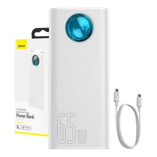 Baseus Powerbank Amblight 30000mAh, 4xUSB, USB-C, 65W  white balts