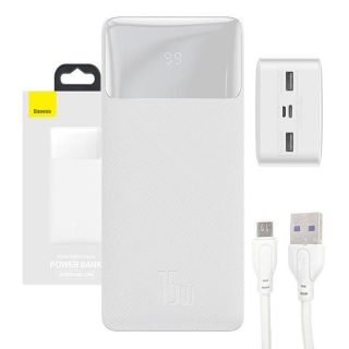 Baseus Powerbank Bipow 30000mAh, 15W  white balts
