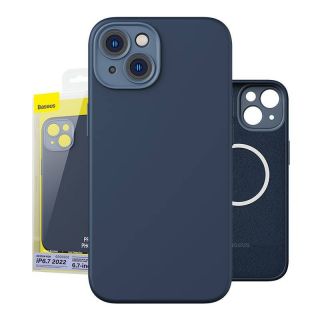 Baseus&nbsp;Liquid Silica Magnetic Case and Tempered Glass set for iPhone 14 Plus  blue