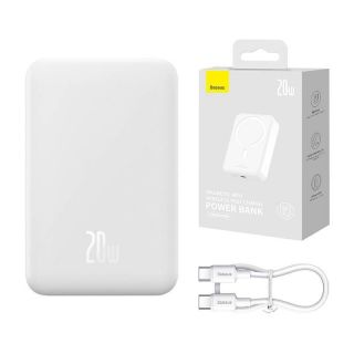 Baseus Baseus Powerbank Baseus Magnetic Mini 20000mAh, USB-C 20W MagSafe  white balts