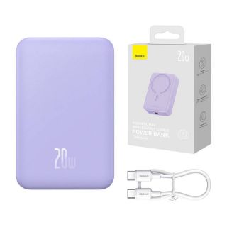 Baseus Baseus Powerbank Baseus Magnetic Mini 20000mAh, USB-C 20W MagSafe  purple purpurs