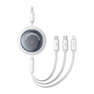 Baseus&nbsp;Fast Charging Cable 3in1 Free2Draw, USB to micro USB+USB-C+Lightning, 3.5A, 1.1m  white