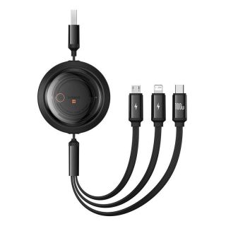 Baseus 3-in-1 Free2Draw USB to M+L+C 100W cable, 1.1 m  black
