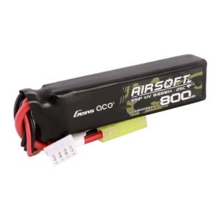 - Gens ace Gens Ace Lipo 800MAH 11.1V 25C 3S1P Airsoft Gun Lipo Battery with mini Tamiya Plug