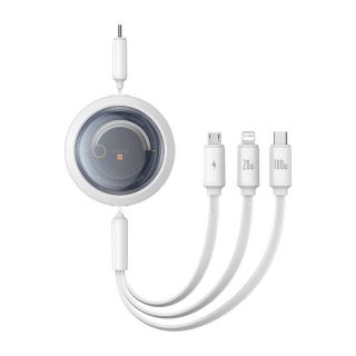 Baseus&nbsp;Fast Charging Cable 3in1 Free2Draw USB-C to USB-C / Lightning / Micro 100W, 1,1m  white