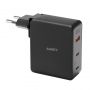 - Aukey Wall charger Aukey PA-B7O, 1xUSB-A, 2xUSB-C, 140W GaN  black