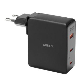 - Aukey Wall charger Aukey PA-B7O, 1xUSB-A, 2xUSB-C, 140W GaN  black melns