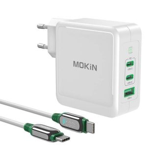 - Mokin Charger MOKiN PD140W 2C1A GaN 2xUSB-C 1xUSB-A  black melns
