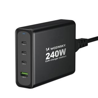 -&nbsp;Wozinsky Wozinsky WGCSB 240W GaN wall charger USB-A  /  3 x USB-C black