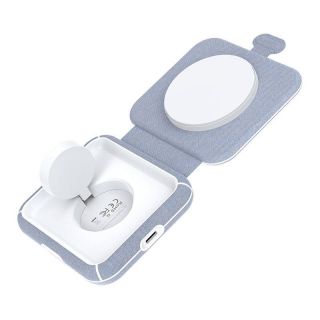 - Choetech Wireless charger 2-in-1 Choetech T323, MagSafe&MFI  grey pelēks