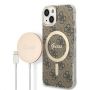 GUESS Set GUBPP14SH4EACSW Case+ Charger iPhone 14 6.1" brown / brown hard case 4G Print MagSafe