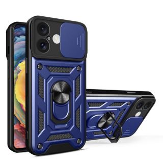 -&nbsp;Hurtel Hybrid Armor Camshield iPhone 16 Case with Camera Cover and Stand Blue