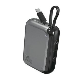 4smarts Powerbank Pocket 10000mAh 30W z wbudowanym kablem USB-C 15cm space grey 540699 pelēks