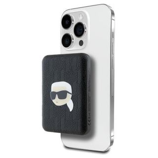 - Karl Lagerfeld Karl Lagerfeld Powerbank indukcyjny KLPB5FPGKSKIHK 15W 5000mAh czarny / black Karl Head Pin MagSafe melns
