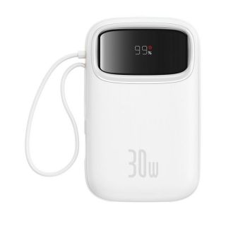 Baseus Baseus Baseus QPow 2 30W 10000mAh Power Bank with Built-in USB-C Cables - White