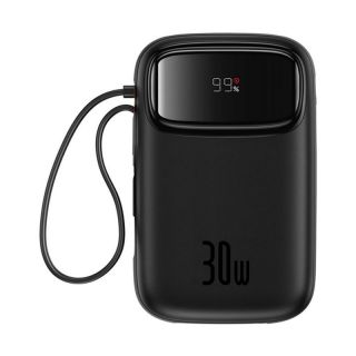 Baseus Baseus Baseus QPow 2 30W 10000mAh Power Bank with Built-in USB-C Cables - Black