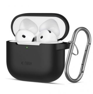 - Tech-Protect Apple AIRPODS 4 SILICONE HOOK Case Black