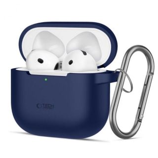 - Tech-Protect Apple AIRPODS 4 SILICONE HOOK Case Navy Blue