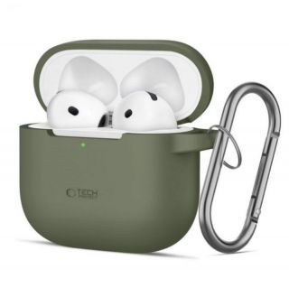- Tech-Protect Apple AIRPODS 4 SILICONE HOOK Case Olive Green