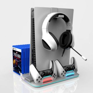 -&nbsp;iLike DZ504 Slim Multi Dock Station for Play Station 5 PS5 Controllers with Cooling fas & RGB Black
