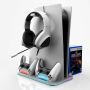 iLike DZ504 Slim Multi Dock Station for Play Station 5 PS5 Controllers with Cooling fas & RGB Black