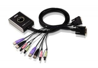 -&nbsp;Aten 2-Port USB DVI / Audio Cable KVM Switch with Remote Port Selector