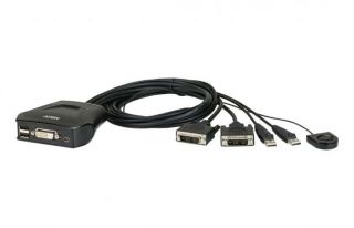 -&nbsp;Aten 2-Port USB DVI Cable KVM Switch with Remote Port Selector