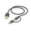 Bezvadu ierīces un gadžeti HAMA 00178327 2-in-1 Micro-USB Cable with USB Type-C Adapter 1m Black 