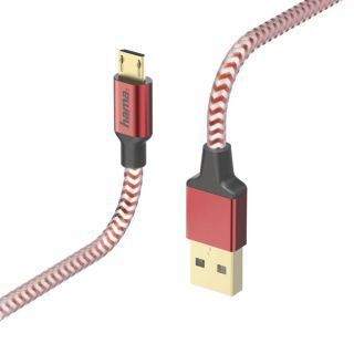 HAMA 00178288 Reflective Charging / Data Cable, Micro-USB 1.5m Red