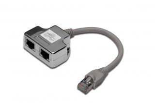 - CAT 5e patch cable adapter, 2x CAT 5e, shielded 	DN-93904 Black, RJ45 socket to RJ45 plug, 0.19 m