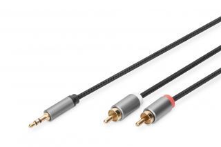 - Digitus 
 
 Stereo 3.5mm to 2RCA Splitter Y, M to M DB-510330-018-S 3.5mm stereo, 2x RCA plug, 1.8 m