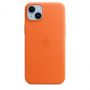 Apple 14 Plus Leather Case with MagSafe Orange oranžs oranžs